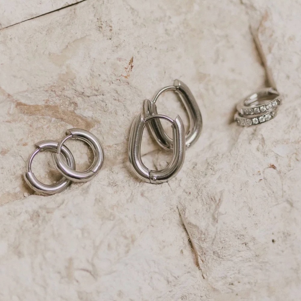 NWT set of 3 Small silver hoop earring bundle